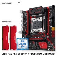 MACHINIST X99 RS9 เมนบอร์ดLGA 2011-3 Intel Xeon E5 2680 V4 CPUและDDR4 16GB RAMชุดเสริมสี่ช่องหน่วยคว