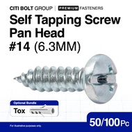 50-100pc 14 (6.3MM) Hardened Pan Head Self Tapping Screw | Sheet Metal Screw