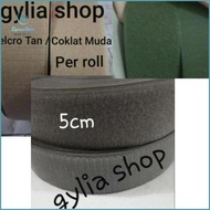 Expan- Velcro / Perekat Kain Abu abu 5cm, Tan, dan Hijau TNI Per roll / Prepetan warna Jahit 5cm per