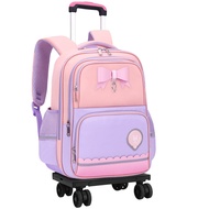26 Universal Wheel Trolley Elementary School Bag Female Grade 2-6 Children Backpack Detachable Large