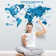 Premium Blue Atlas World Map Wallpaper/Sticker Wallsticker