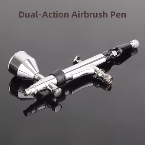 Dual Action Airbrush Pen with Rotatable Air Brush Head Gravity and Both Side Available Match Most Ty
