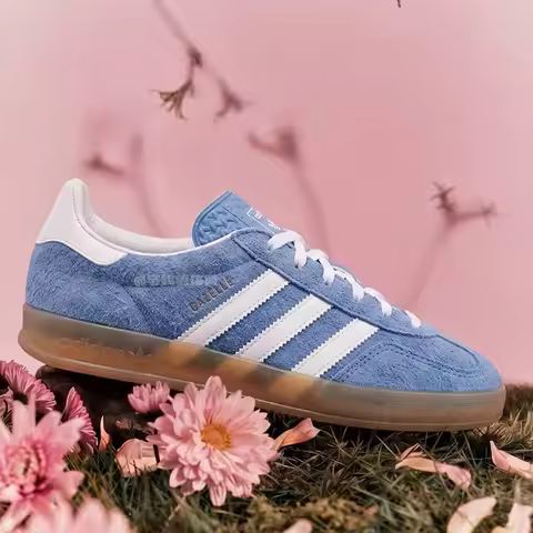 adidas originals women's sneakers, blue and white T-toe shoes, German training shoes, brown split le