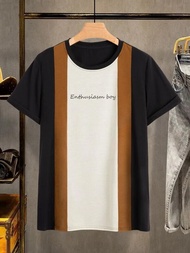Hot Sale Short Sleeve T-shirt Men O-neck Fashion Printed Stripe Shirt Fashion Loose Wear Cloth S~5XL