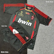 AC Milan Club Football Kit Black Retro Style 2006/2007, Pants with Pockets - Thai Fabric Dragon Scal