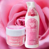 ิเซตคู่โลชั่นนมหอม+ออยหอม  NAPAS  Secreat Body Lotion ซีเคร็ทบอดี้โลชั่น  แพ็คเกจใหม่ 1 ขวด+ NAPAS C