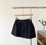韓國女裝 高腰黑色半截裙(內有打底褲) 百褶裙 pleated skirt 百褶裙 短褲 短裙褲 防走光 a字褲 長裙短裙 高腰牛仔褲 high waist Black brown Denim ski