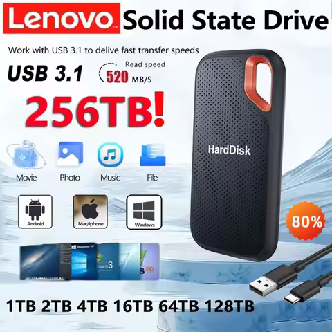 Lenovo Hard Disk Mobile SSD E60 2TB 6TB 8TB 256TB USB 3.1 HD External Hard for Laptop PS5 Mobile Har