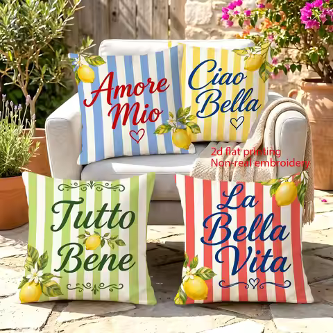1pc Ciao Bella Amore Mio Italian Fruit Pillow Cover 2D Double-Side Print Polyester Cushion Case for 