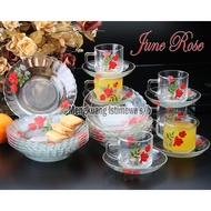 6 PC Vintage June Rose Glass Deep Plate SE16800