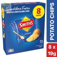 [CLEARANCE Expiry: 22/02/2026] Smith's Original Crinkle Cut Potato Chips 8 x 19g Pack