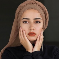 Muslim Crinkle 70*175cm wanita Hijab Scarf kepala kapas lembut kepala islam Wraps Hijab wanita Muslim sebagai Welling Hijab