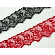 2m of 4cm chiffon lace used to decorate fashion clothes.
