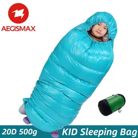 AEGISMAX Child Envelope Sleeping Bag Kids Camping Thicken White Goose Down 95% Filled Warm Home Outd