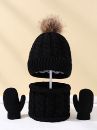 嬰兒針織 3入組套帽子、圍巾、手套日常保暖
