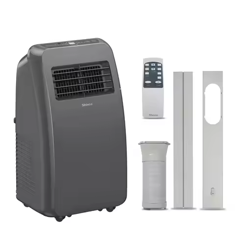 8,000 BTU Grey Portable Air Conditioner - 3-in-1 Cool/Dehumidifier/Fan for Rooms Up to 350 sq.ft, Re
