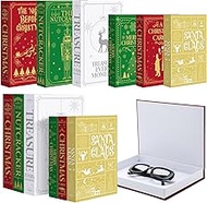 6 Pcs Christmas Decorative Faux Book Storage Box with Magnetic Cover for Home Office Decor Elk Xmas 