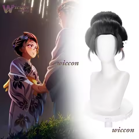 2025 New Movie Demon Cosplay Hakuji Wife Koyuki Cosplay Koyuki Wig Black Thick Updo Adult Women Men 