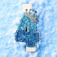1 PC Blue Gradient Crown Candle 0-9 Ice Snow Crown Number Candles Festive Gift & Cake Top Decoration