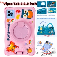 for Vipro Tab 8 Tablet Case 8.0 inch 360 Degree Rotating Cute Cartoon Shockproof Soft Silicone Prote