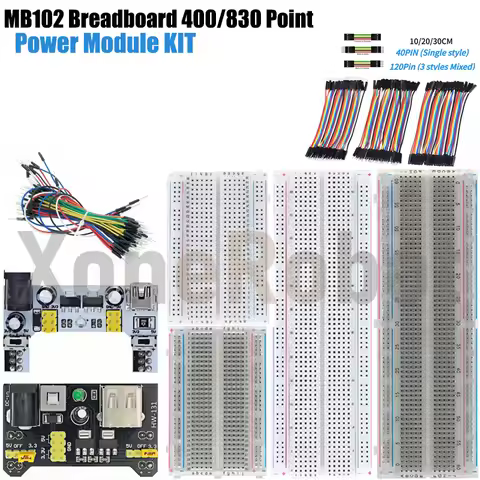 MB-102 MB102 Breadboard 400 830 Point 65 Jumper Wires Solderless PCB Bread Board Test Develop DIY fo