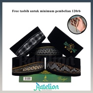 Songkok HAJI ALAY EMBROIDERY STD AC Motif Aceh, Palestine, NU, Height 9 Cm Black Prayer Cap Batik Mo