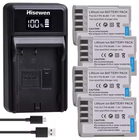 1650mAh PS-BLM5 BLM-5 PSBLM5 Li-ion Battery Pack+LED Charger for Olympus C-8080 C-7070 C-5060 E1 E50