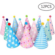 12 Threaded Colorful Party Hats Set Pompom Paper Hats Baby Birthday Birthday Birthday Decoration Bir