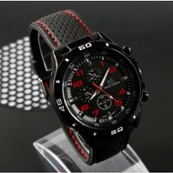 BlessU Men Rubber Strap Quartz Watch Male Fake Three Eye Sports Watches