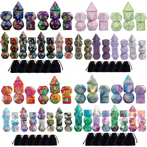6sets DND Dice High-Quality Game Dice Set Various Magic Colours for DND TRPG Board Game Accessories