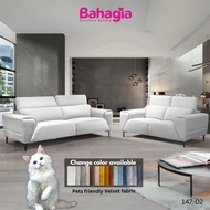 ✨ Free Install ✨  Bahagia Oskar 2+3 Seater Sofa Set Velvet Fabric Tropical Hardwood Frame ~ Living Room Furniture ~ 沙发