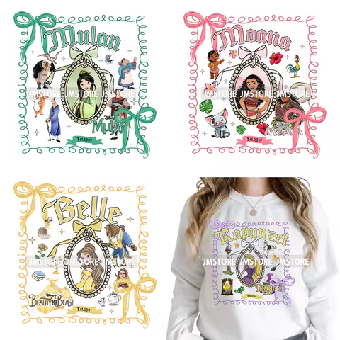 Vintage Princess Frames Coquette Cartoon Girls Character Iron on Washable DTF Heat Transfers Sticker