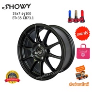 ล้อแม็กขอบ15 ล้อเบา  7.0x15 4รู100 ยี่ห้อ Showy Model L1762 &amp; L1869 สีดำ ใหม่แกะกล่อง แถมฟรีจุ๊บสีอย่างดี แม็กขอบ15 แม็กรถเก๋งขอบ15 แม็กรถเก๋ง As the Picture One