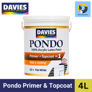 Davies Pondo Undercoat Latex Flat White 4 Liters (Gallon) UC-1 100% Acrylic Latex Paint Primer + Top
