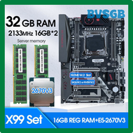 BVSGB Jingyue X99 Ti D4เมนบอร์ด-Prozessor-Speicher-Kit Xeon E5 2011 V3 Cpu Lga 82670-3 Ddr4 32GB 2133MHz (2*16G) ชุดหน่วยความจำ Ecc JRTJY