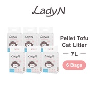 Lady N | Pellet Tofu Cat Litter (7L) 【6 Bag Unscented】Premium Clumping, Minimal Tracking, Enviro-pro