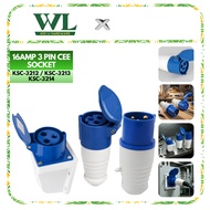 16AMP 3 PIN CEE Connector Socket , Plug And Wall Socket