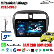 HO จอAndriodตรงรุ่น มิราจ Mitsubishi Mirageมิราจ 2012-2018 หน้าจอสัมผัสแบบเต็ม 2din Android 12.1จอติดรถยนต์ 9นิว RAM2GB ROM16GB/32GB เครื่องเสียงติดรถยนต์  แบ่งจอได้ WIFI GPS YOUTUBE บลูทูธ จอ 2DIN android APPLE CARPLAY จอแอนดรอย เครื่องเสียงรถยนต์