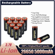 26650 Rechargeable Battery 3.7v Li-Ion lithium ion Battery 5000mAh Flat Top 18650 Battery Flashlight Torchlight Fan