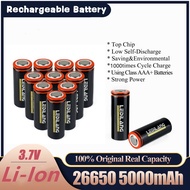 26650 Rechargeable Battery 3.7v Li-Ion lithium ion Battery 5000mAh Flat Top 18650 Battery Flashlight
