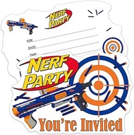 ERHACHAIJIA 20 PCS Nerf Gun Shaped Fill-In Invitations Cards With Envelopes, Funny Sweet Nerf Party Game Dart War Birthday Nerf Gun Battle Theme Party Invites For Boys Teens Adults Nerf Lover