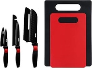hecef Knife and Cutting Board Set, Includes 3 Kitchen Knives & 2 Cutting Mats & 3 Protective Blade C