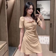 Cream Dress A Skirt Women's Work Clothes Party Off-Shoulder Evening Delivery In Bangkok