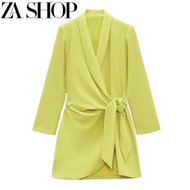 □ Zaraถุงนอนเสื้อสูทแขนยาวสำหรับผู้หญิงเดรสคอปก2829/483 2829483