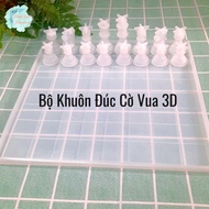 Silicone Mold Set for casting 3D Epoxy Resin Chess, plaster, candles...