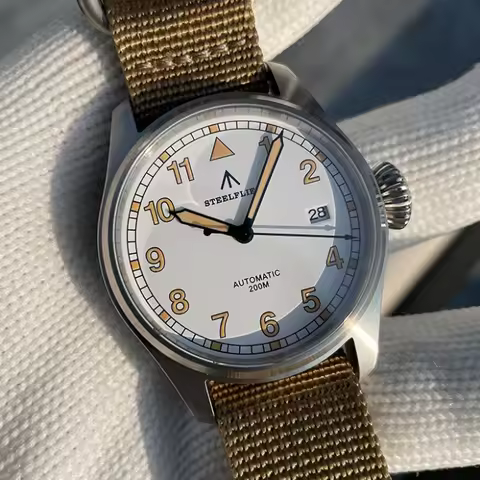 STEELDIVE Men Diver Watch 39mm Pilot Automatic Mechanical Wristwatch 20ATM Waterproof C3 Luminous Sa