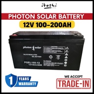 PHOTON SOLAR Battery 100Ah 150Ah 200Ah 12V Deep Cycle Gel Bateri Maintenance Free UPS Battery