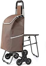 Shopping Trolley Shopping Cart Lightweight Stair Climbing Foldable Shopping Travel Grocery Cart Suitcase Luggage 6 PU Wheels Foldable With Seat Oxford Cloth Shopping Bag Trolley Capacity 40L vision