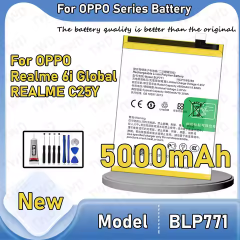 BLP771 Large capacity Battery For OPPO Realme 6i Global/REALME C25Y Batteries New High Quanlity+Free