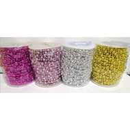20 yds gold silver bronze 1.5/2.4m metal ball manik mix size dalam 1 gulung manik rantai jurai beads
